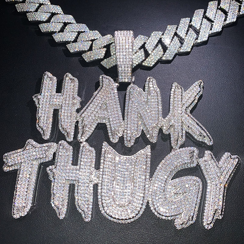 Custom Brush Script Cursive Letter Name Pendant With Street Luxury Shine - Image 3