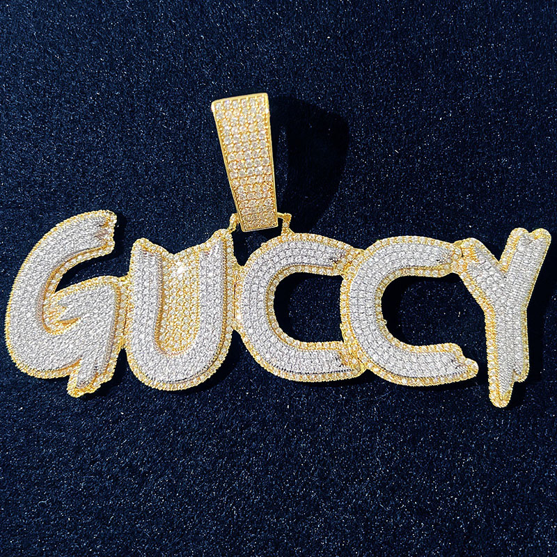 Custom Brush Script Cursive Letter Name Pendant With Street Luxury Shine - Image 5