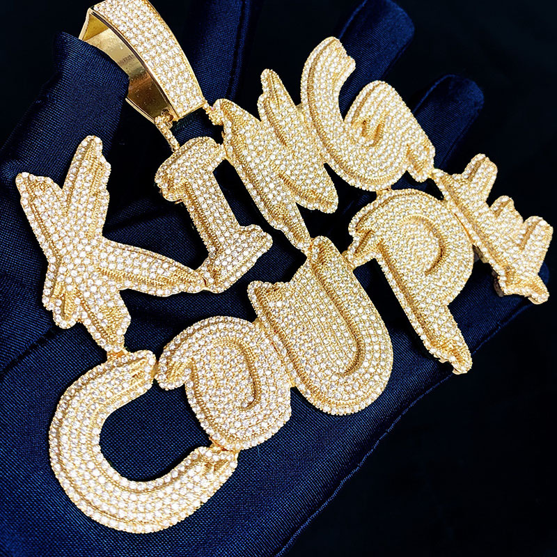 Custom Brush Script Cursive Letter Name Pendant With Street Luxury Shine