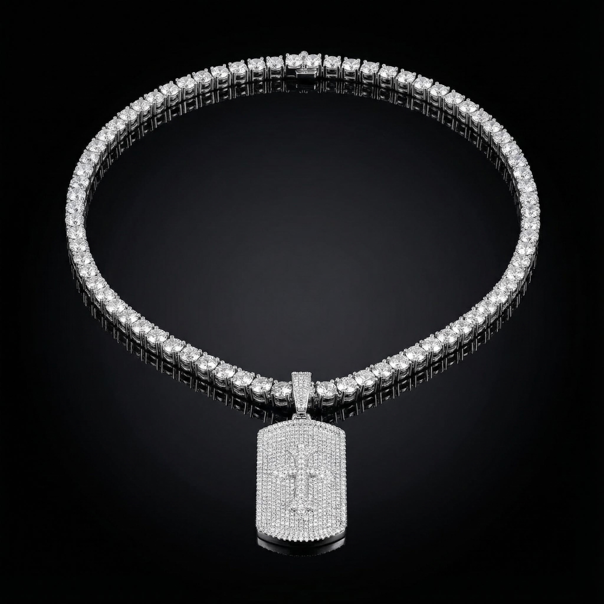 Iced Out Cross Dog Tag Pendant Moissanite With Street Luxury Shine - Image 4