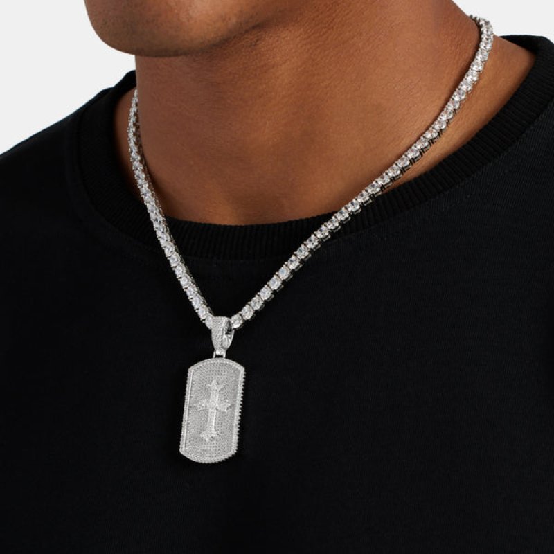 Iced Out Cross Dog Tag Pendant Moissanite With Street Luxury Shine - Image 6