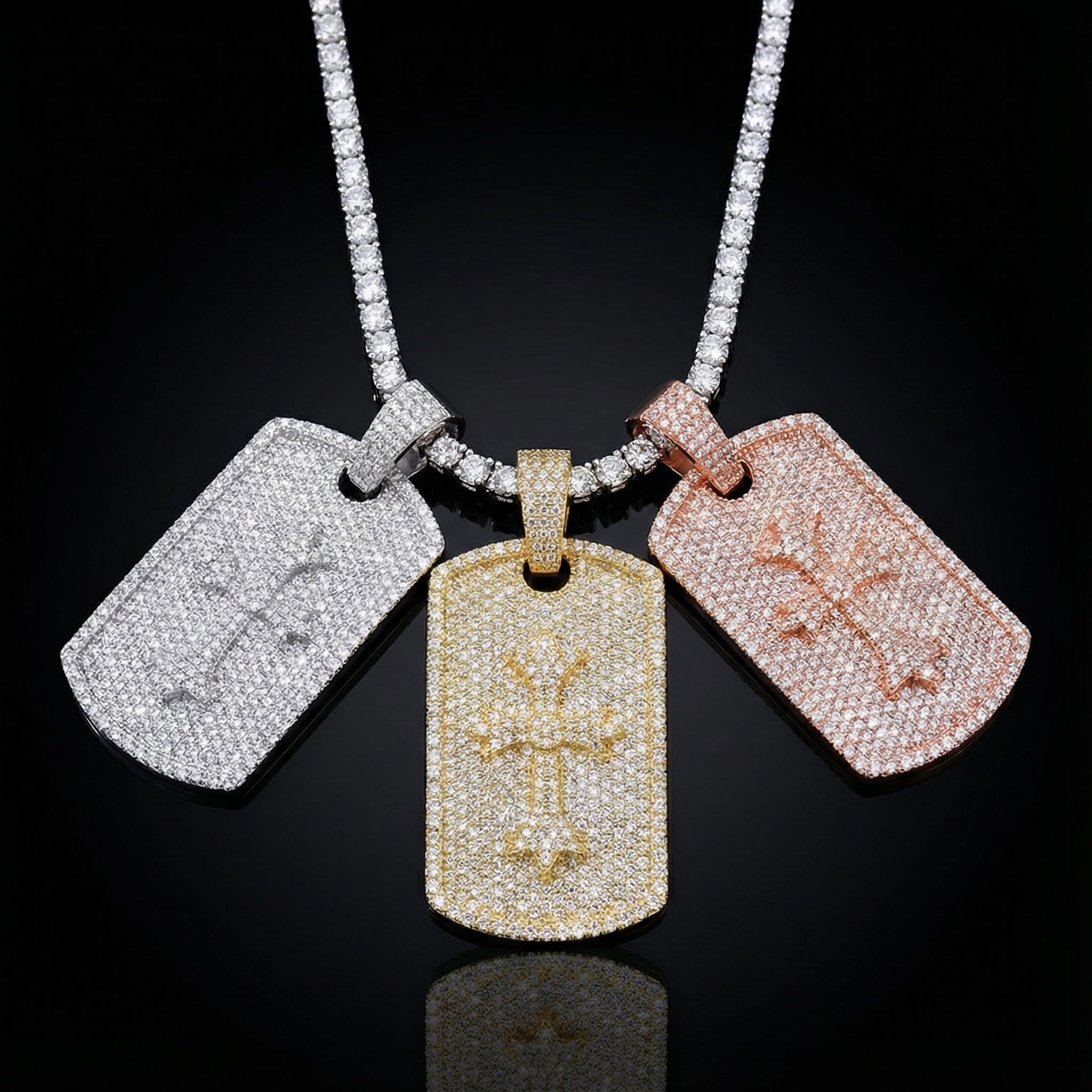 Iced Out Cross Dog Tag Pendant Moissanite With Street Luxury Shine