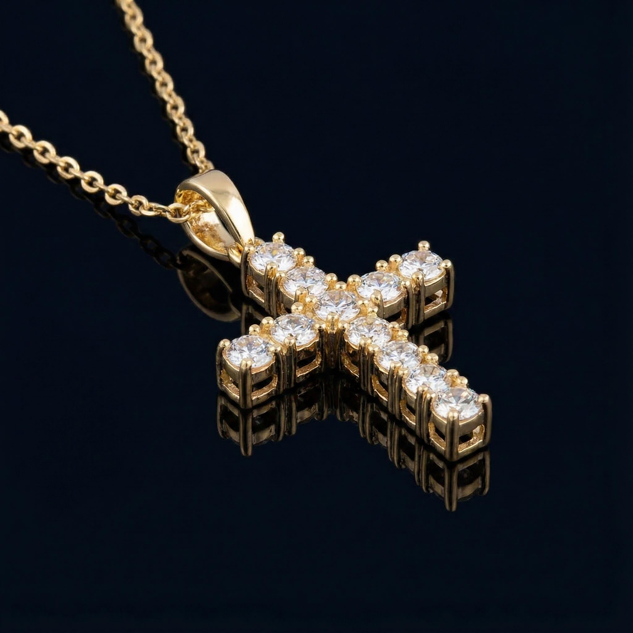 Round Cut Diamonds Cross Pendant In Gold With Street Luxury Shine - Image 3