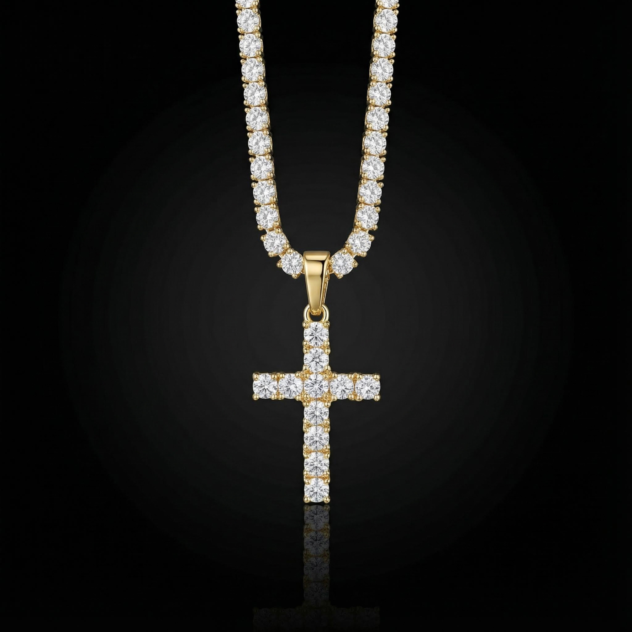 Round Cut Diamonds Cross Pendant In Gold With Street Luxury Shine - Image 4