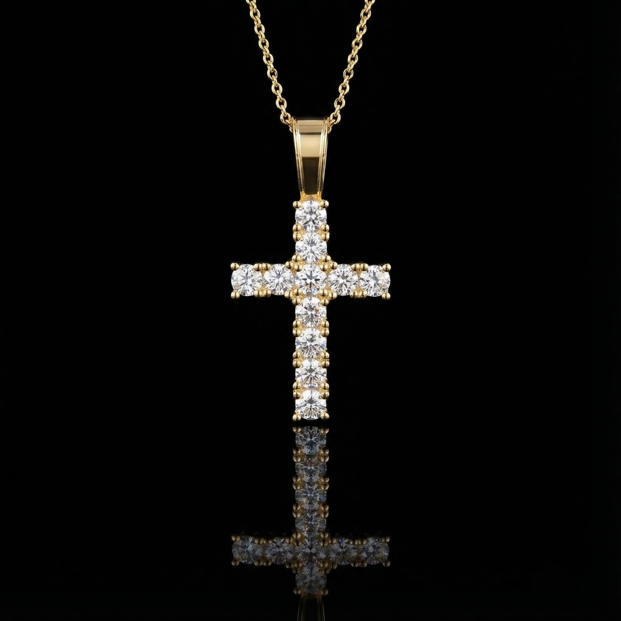 Round Cut Diamonds Cross Pendant In Gold With Street Luxury Shine - Image 5