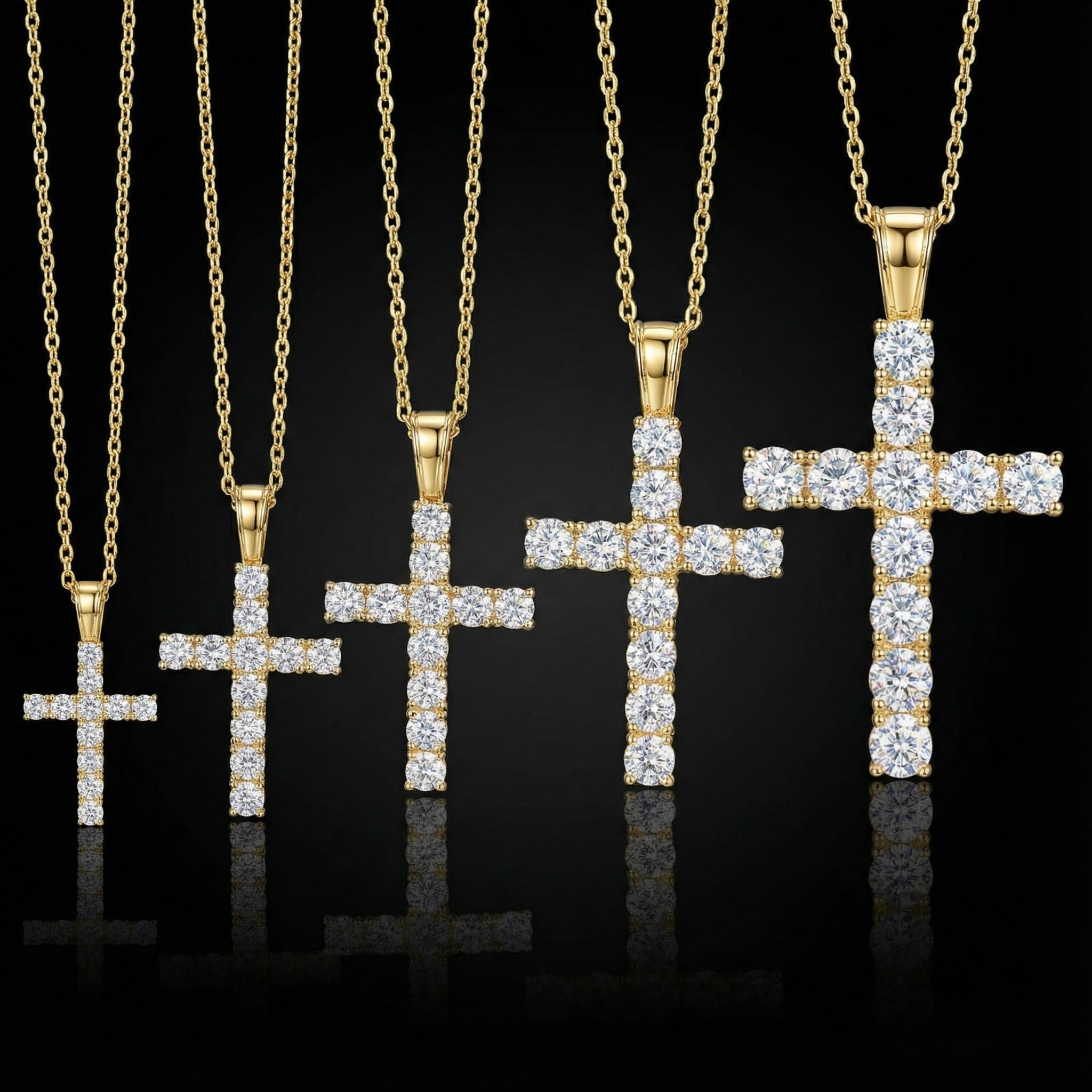 Round Cut Diamonds Cross Pendant In Gold With Street Luxury Shine