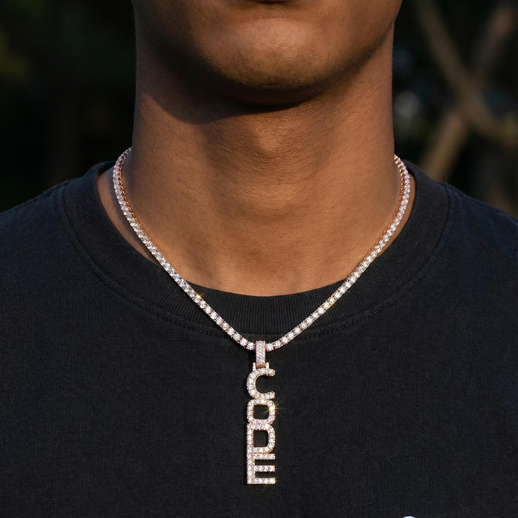 Iced Out Custom Vertical Letter Pendant Gold With Street Luxury Shine - Image 4