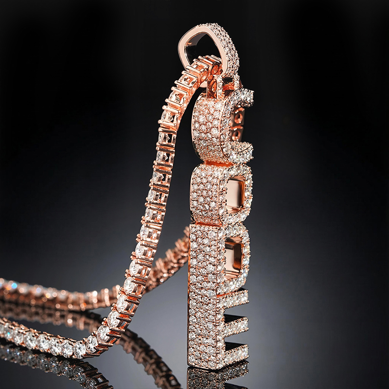 Iced Out Custom Vertical Letter Pendant Gold With Street Luxury Shine - Image 6