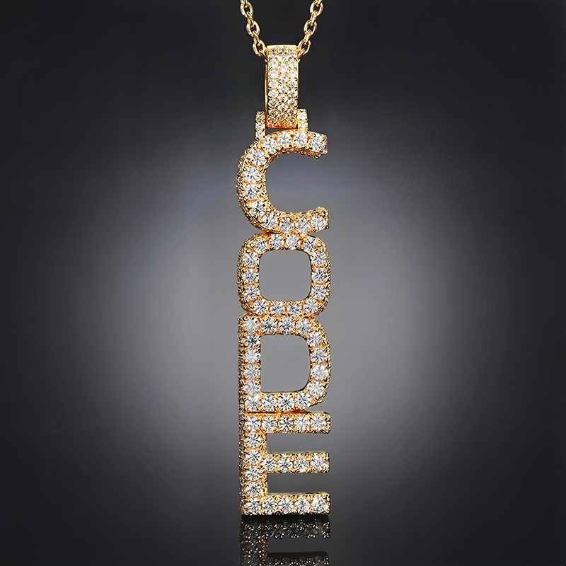 Iced Out Custom Vertical Letter Pendant Gold With Street Luxury Shine - Image 8