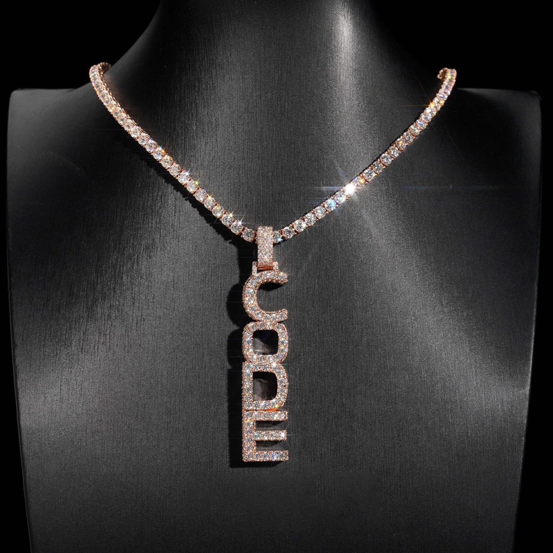 Iced Out Custom Vertical Letter Pendant Gold With Street Luxury Shine