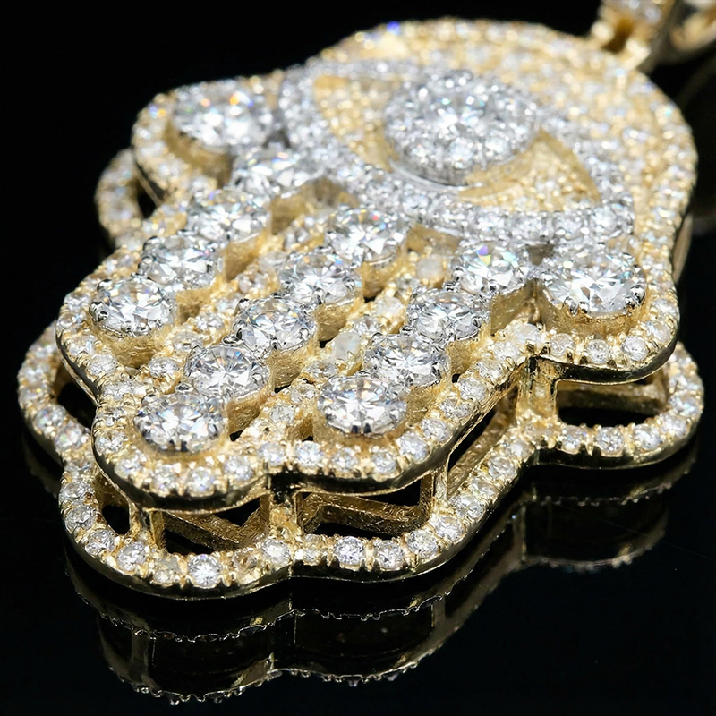 Iced Out Hand Of Fatima Evil Eye Pendant Gold With Street Luxury Shine - Image 3