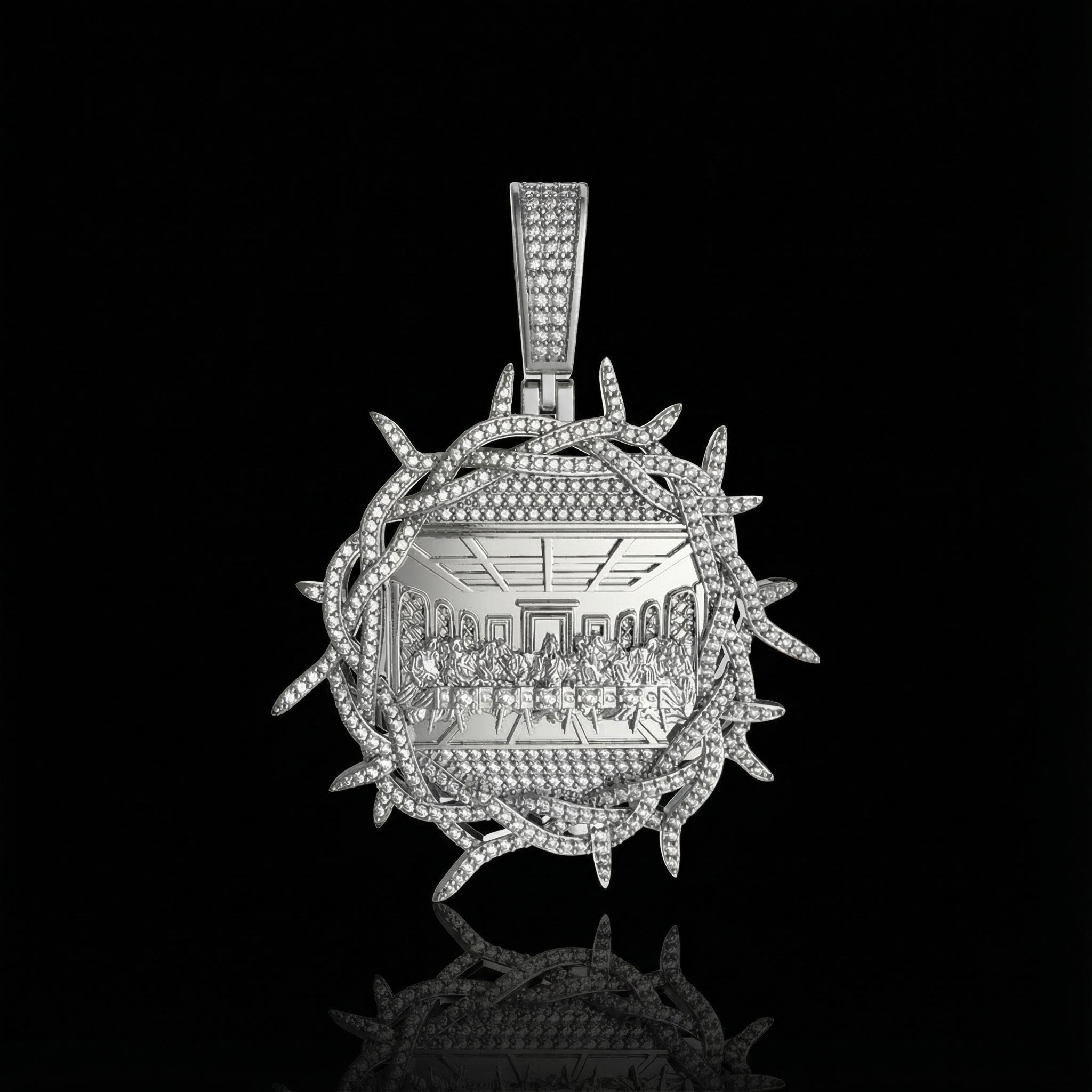 Iced Out Crown Of Thorns Last Supper Pendant Moissanite - Image 4