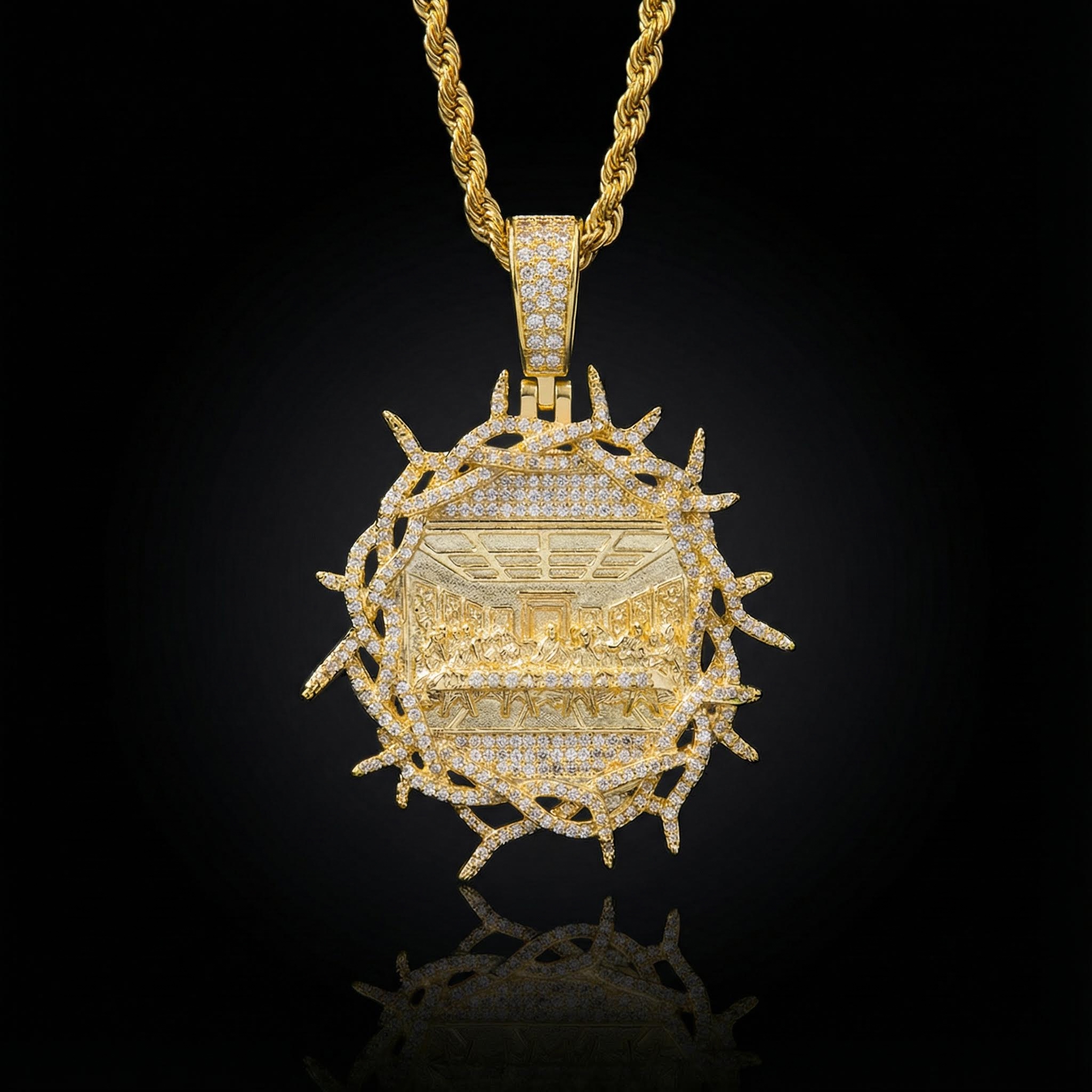 Iced Out Crown Of Thorns Last Supper Pendant Moissanite - Image 5