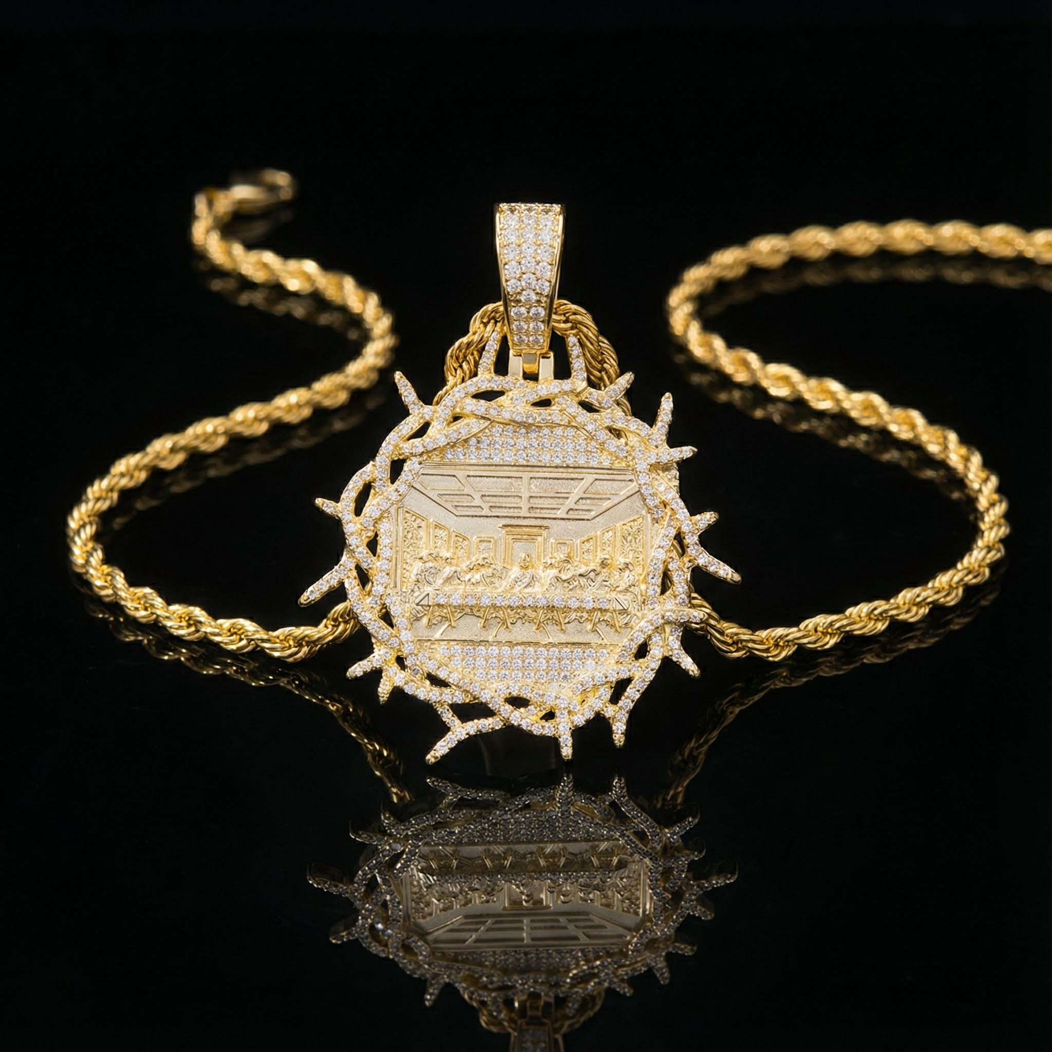 Iced Out Crown Of Thorns Last Supper Pendant Moissanite - Image 6