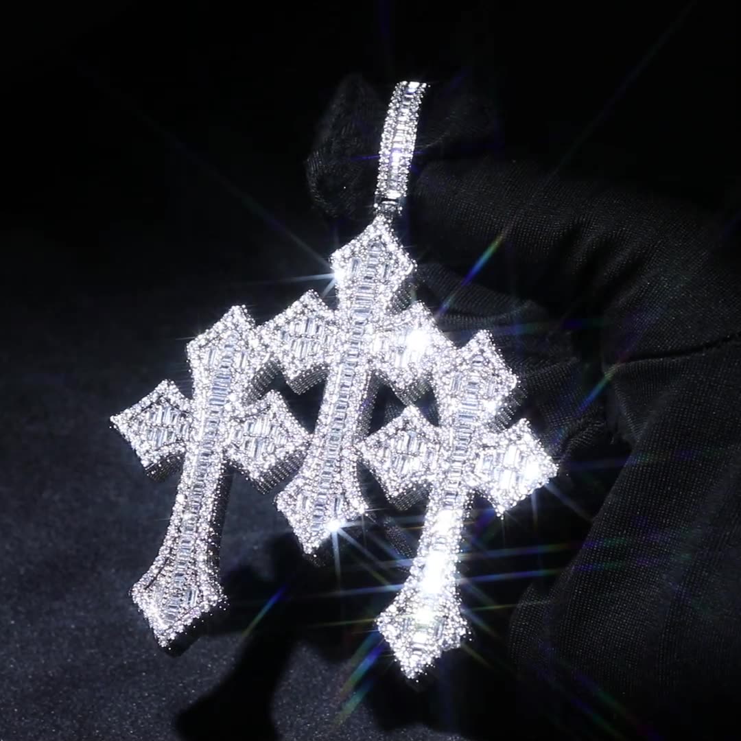Iced Out Triple Cross Pendant Gold With Street Luxury Shine