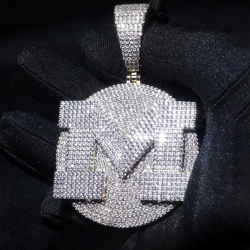 Iced Out A-z Letters Round Pendant Gold With Street Luxury Shine - Image 3