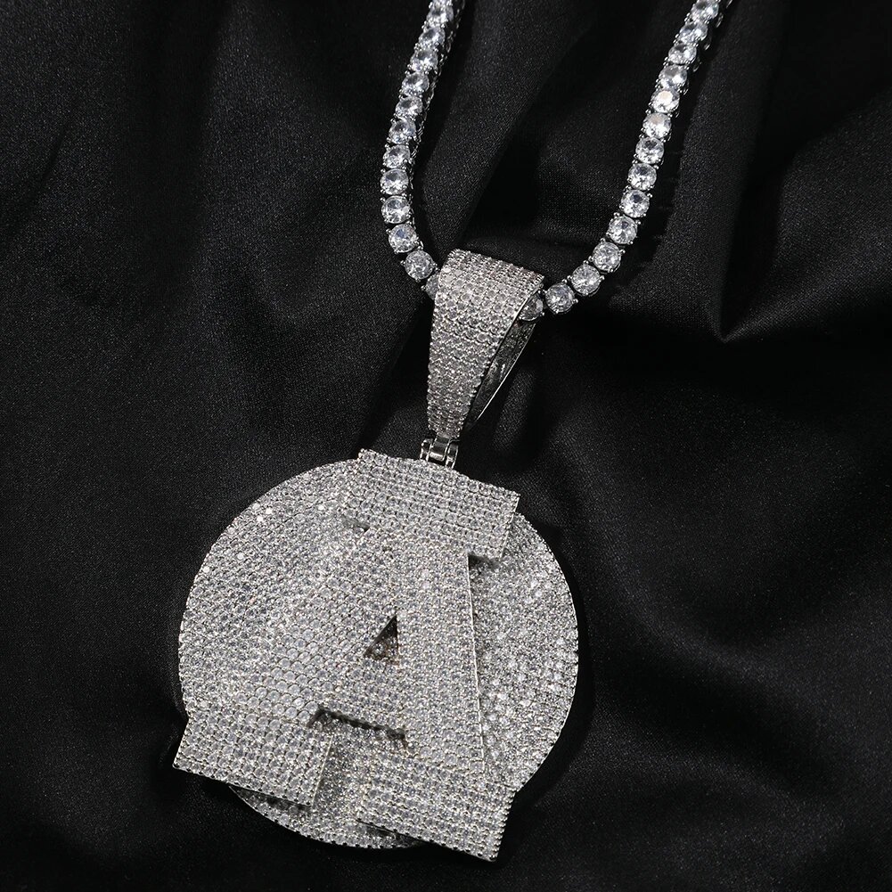 Iced Out A-z Letters Round Pendant Gold With Street Luxury Shine - Image 4