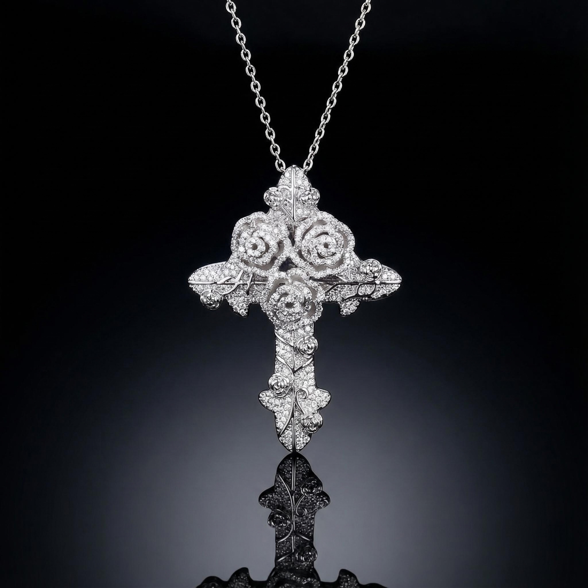 Iced Out Rose Cross Pendant Gold With Street Luxury Shine