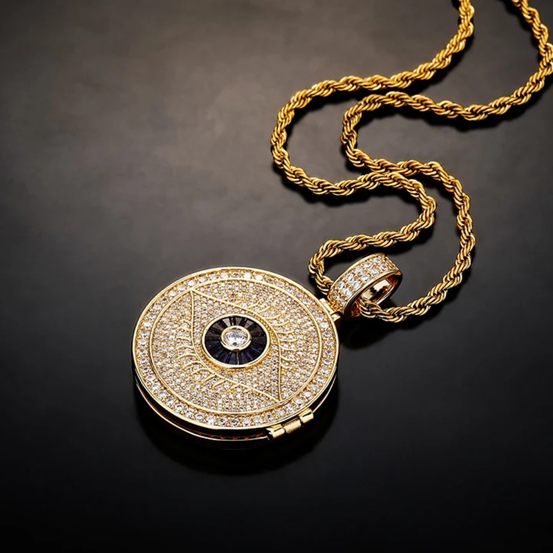Custom Iced Out Devil Eye Photo Pendant Gold With Street Luxury Shine - Image 5