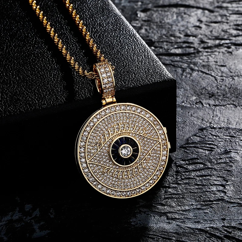 Custom Iced Out Devil Eye Photo Pendant Gold With Street Luxury Shine - Image 6