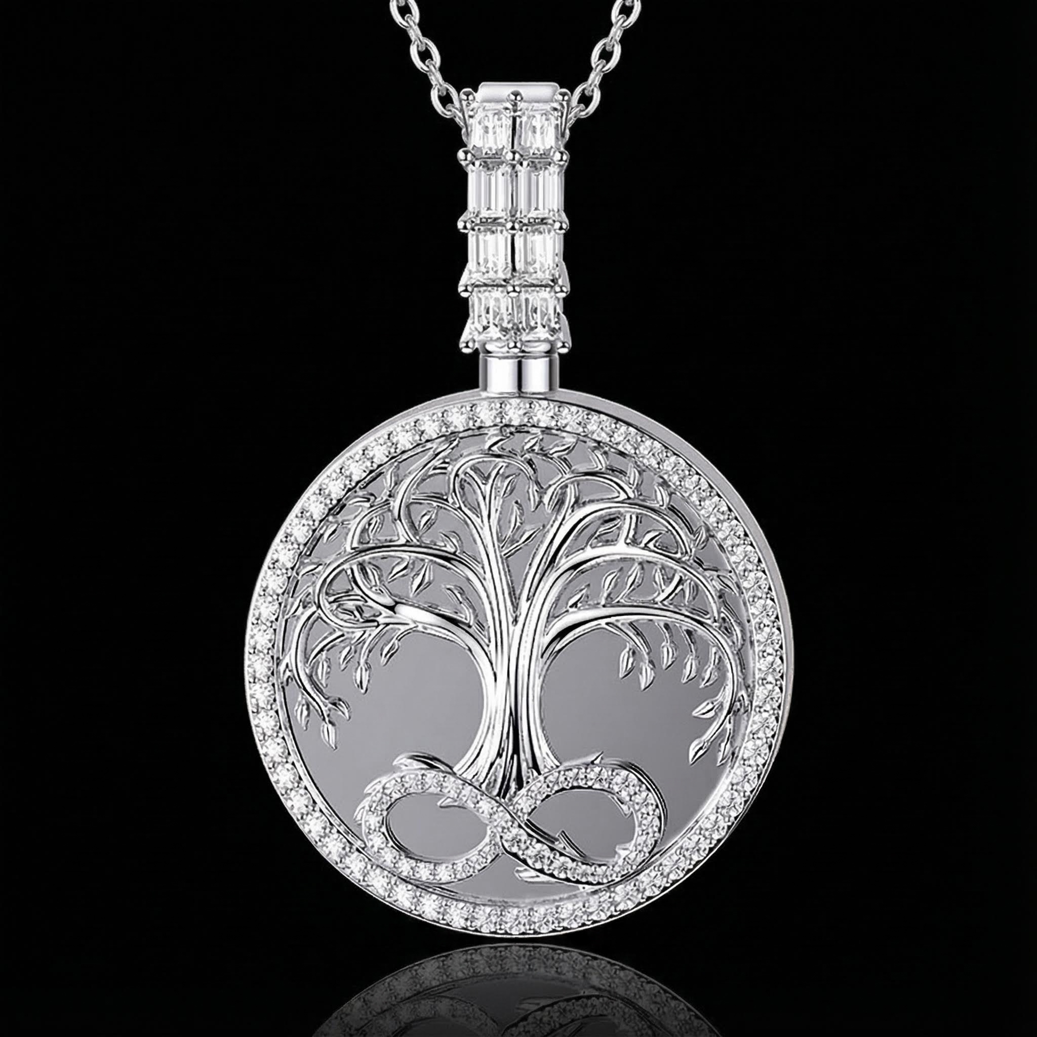 Iced Out Tree Of Life Urn Pendant Gold With Street Luxury Shine - Image 3
