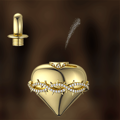 Iced Out Heart Thorns Urn Pendant In Gold With Street Luxury Shine