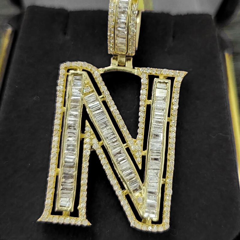 Iced Out A-z Skeleton Letter Pendant Gold With Street Luxury Shine - Image 7
