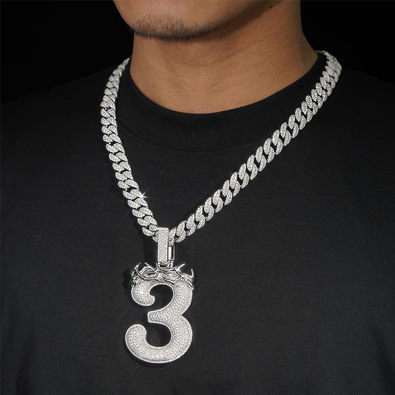 Iced Out Thorn Number Pendant Gold With Street Luxury Shine - Image 3