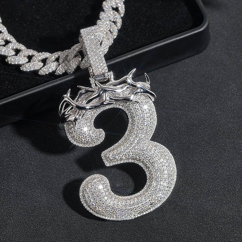 Iced Out Thorn Number Pendant Gold With Street Luxury Shine - Image 4