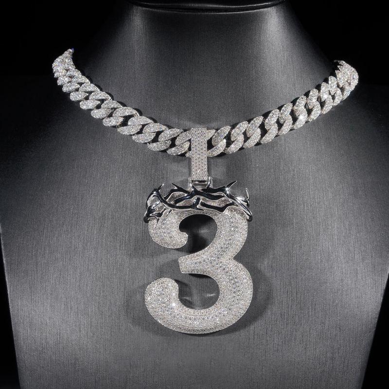 Iced Out Thorn Number Pendant Gold With Street Luxury Shine - Image 5
