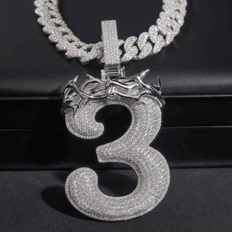Iced Out Thorn Number Pendant Gold With Street Luxury Shine