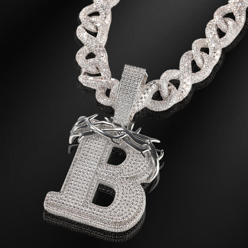 Iced Out A-z Thorn Letter Pendant Gold With Street Luxury Shine - Image 3
