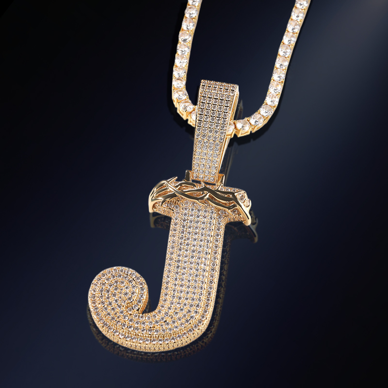 Iced Out A-z Thorn Letter Pendant Gold With Street Luxury Shine - Image 6