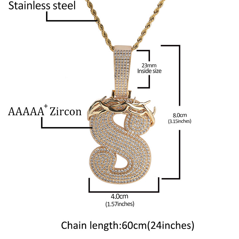 Iced Out A-z Thorn Letter Pendant Gold With Street Luxury Shine - Image 7