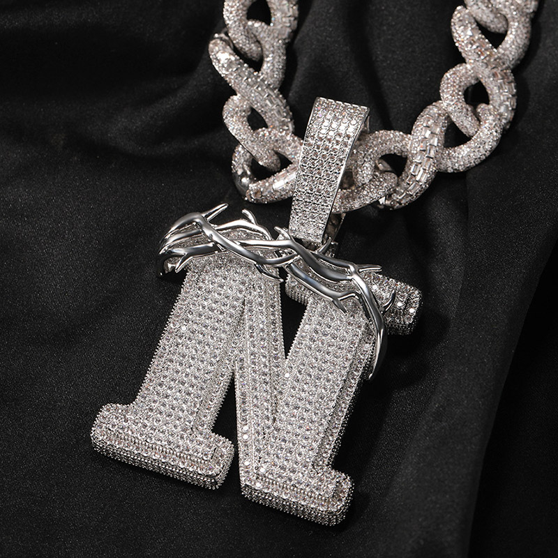 Iced Out A-z Thorn Letter Pendant Gold With Street Luxury Shine