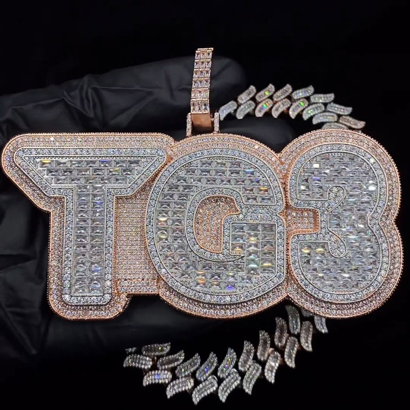Custom Double Layer Bold Letters /numbers Pendant With Street Luxury Shine