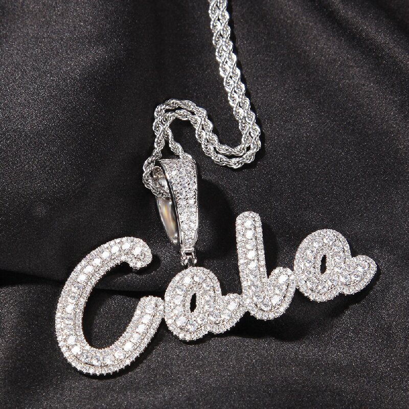 Iced Out Cursive Custom Name Pendant Gold With Street Luxury Shine - Image 3