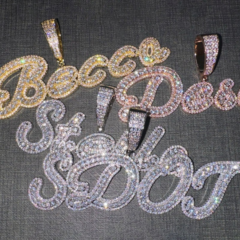 Iced Out Cursive Custom Name Pendant Gold With Street Luxury Shine - Image 4