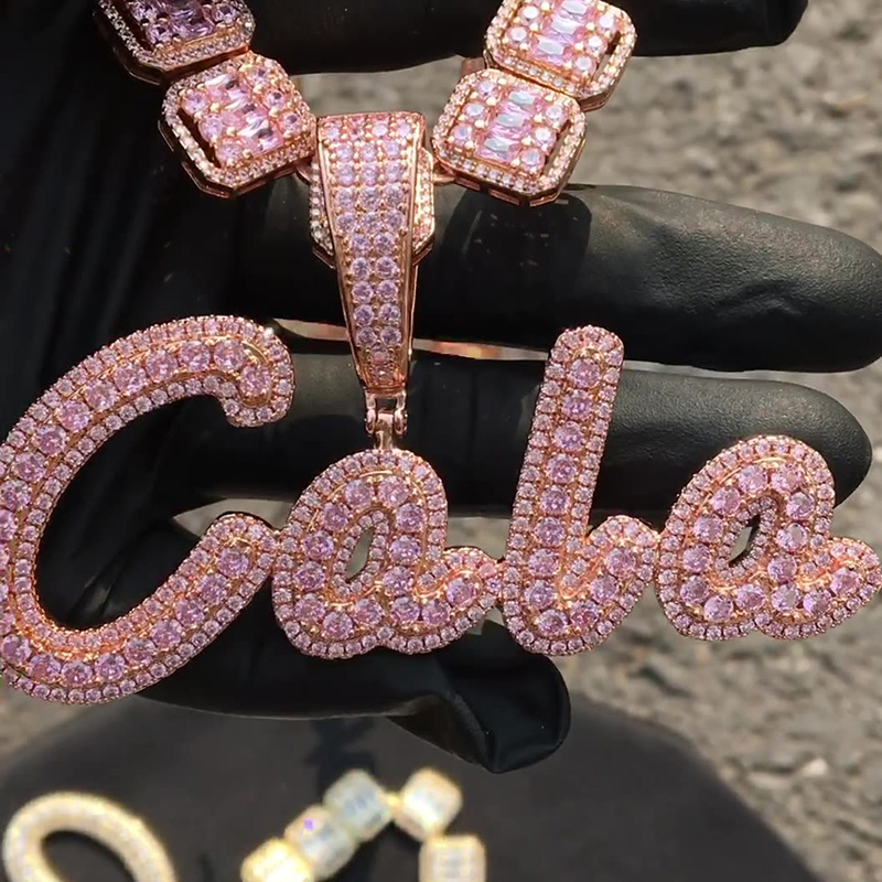 Iced Out Cursive Custom Name Pendant Gold With Street Luxury Shine - Image 5