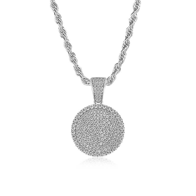 Bling Out Iced Out Round Hip Hop Dog Tag Medallion Pendant Gold - Image 3