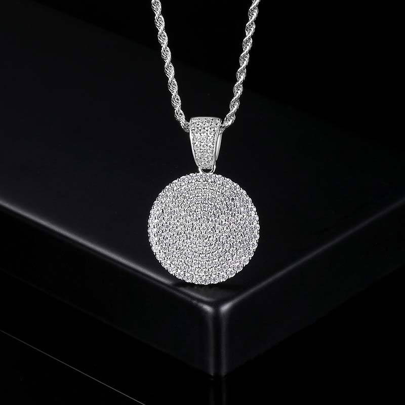 Bling Out Iced Out Round Hip Hop Dog Tag Medallion Pendant Gold - Image 4