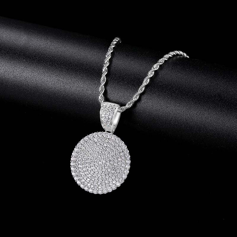 Bling Out Iced Out Round Hip Hop Dog Tag Medallion Pendant Gold - Image 5