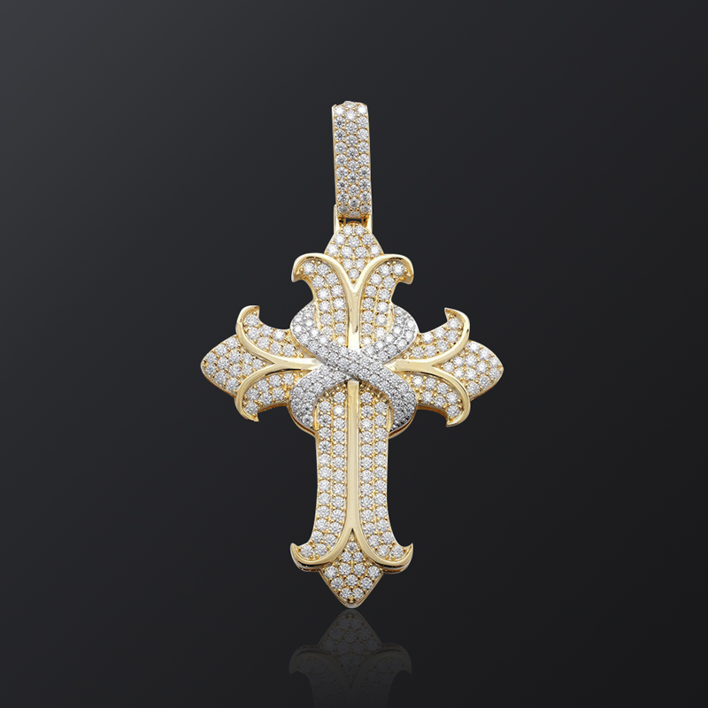 Iced Out Gothic Cross Pendant Gold With Street Luxury Shine - Image 4