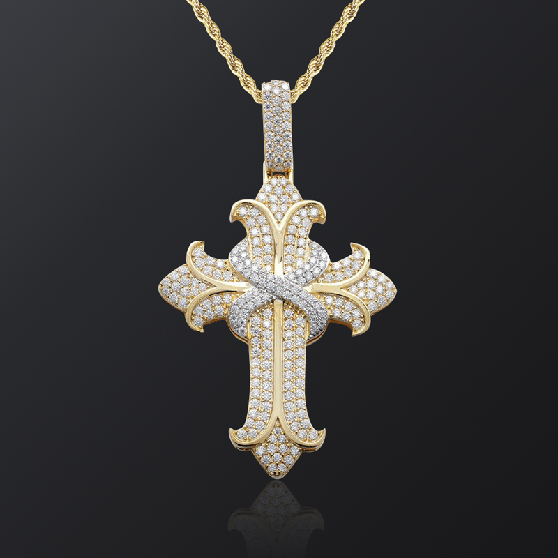 Iced Out Gothic Cross Pendant Gold With Street Luxury Shine