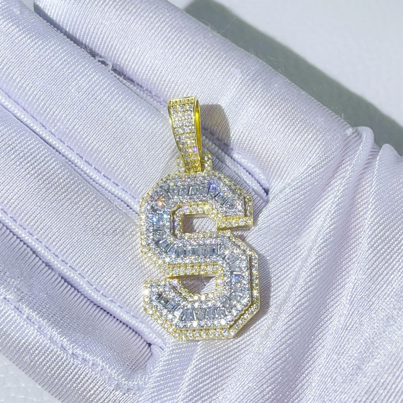 A-z Baguette Cut Letter Pendant Moissanite With Street Luxury Shine