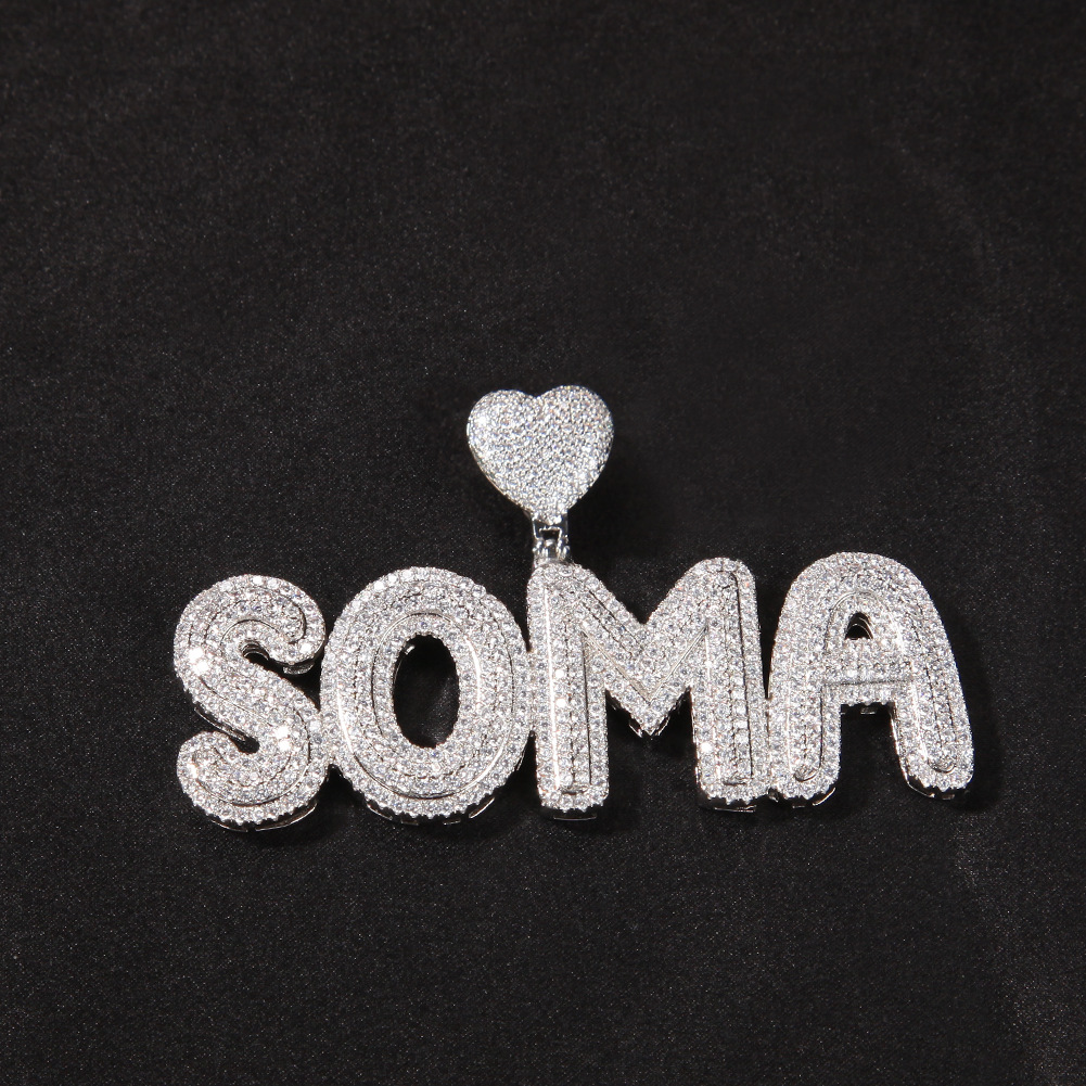 Iced Out Custom Name Heart Buckle Letters Pendant With Street Luxury Shine - Image 5