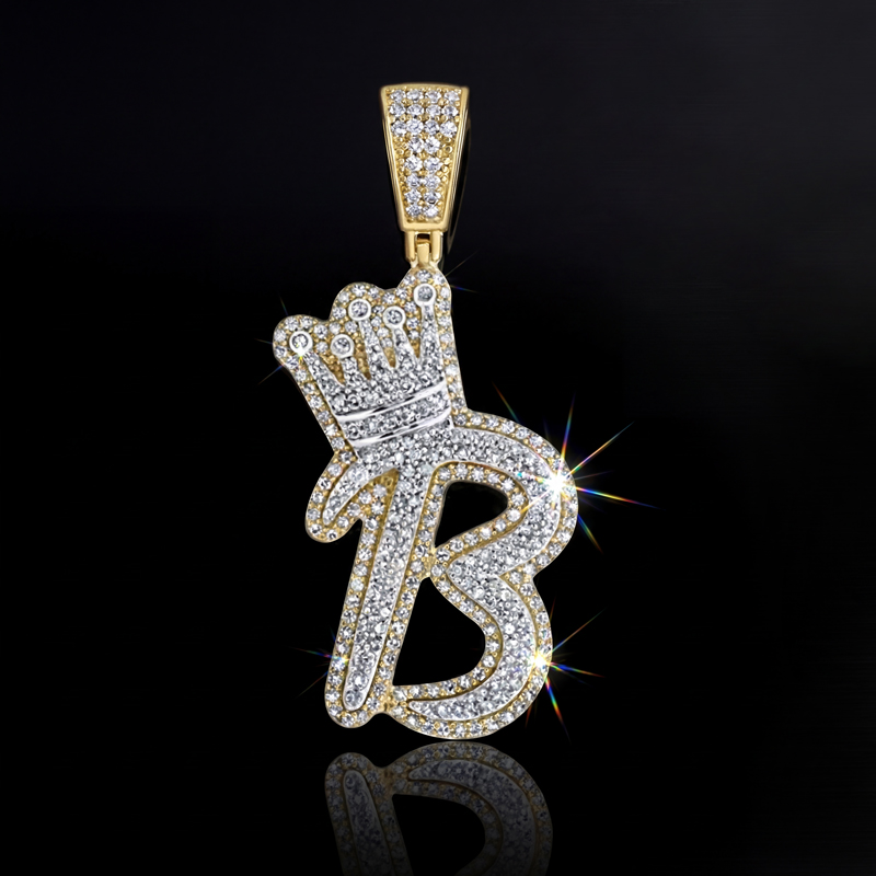 Iced Out A-z Crown Letter Pendant Gold With Street Luxury Shine - Image 5
