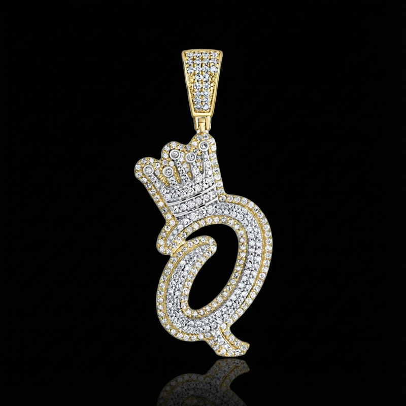 Iced Out A-z Crown Letter Pendant Gold With Street Luxury Shine - Image 6