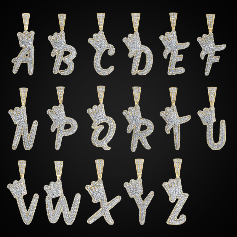Iced Out A-z Crown Letter Pendant Gold With Street Luxury Shine - Image 7