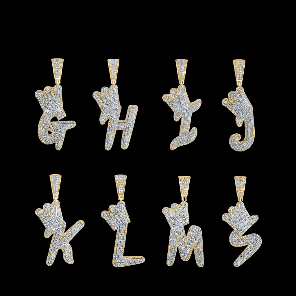 Iced Out A-z Crown Letter Pendant Gold With Street Luxury Shine - Image 8